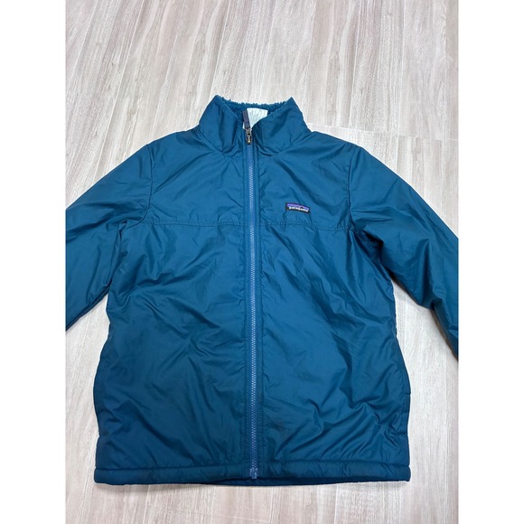 Patagonia Reversible Fleece Lined Jacket Kids Teal Blue